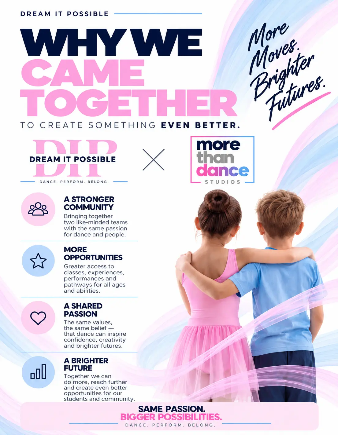 Dream It Possible and More Than Dance Studios brand partnership poster