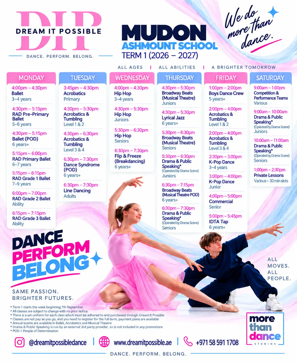 Mudon Ashmount School Term 1 timetable poster